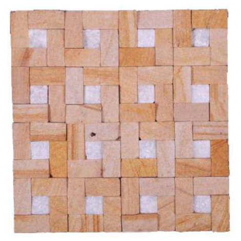 Natural Elevation Stone Mural | Gold & White Marble Curved Wall Cladding Design 3D Pattern